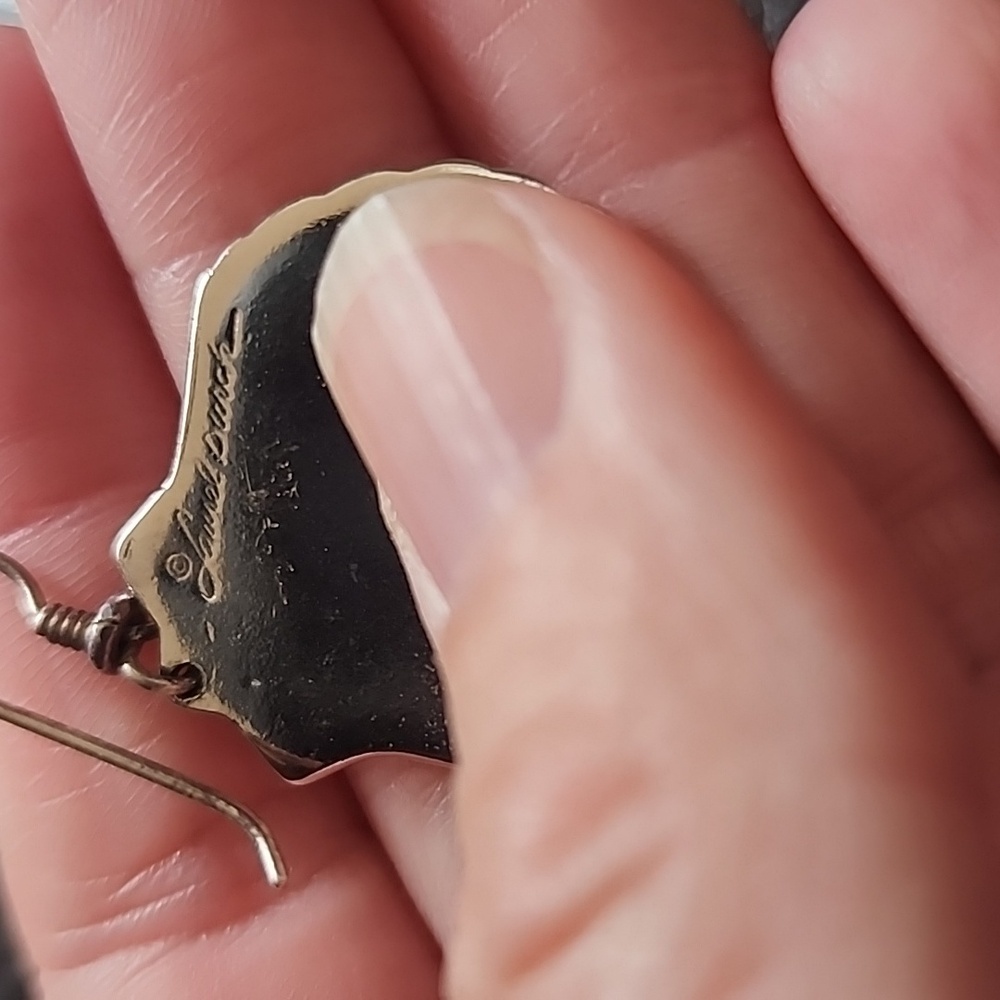 VTG Laurel Burch Silver Shell Earrings - Picture 7 of 8